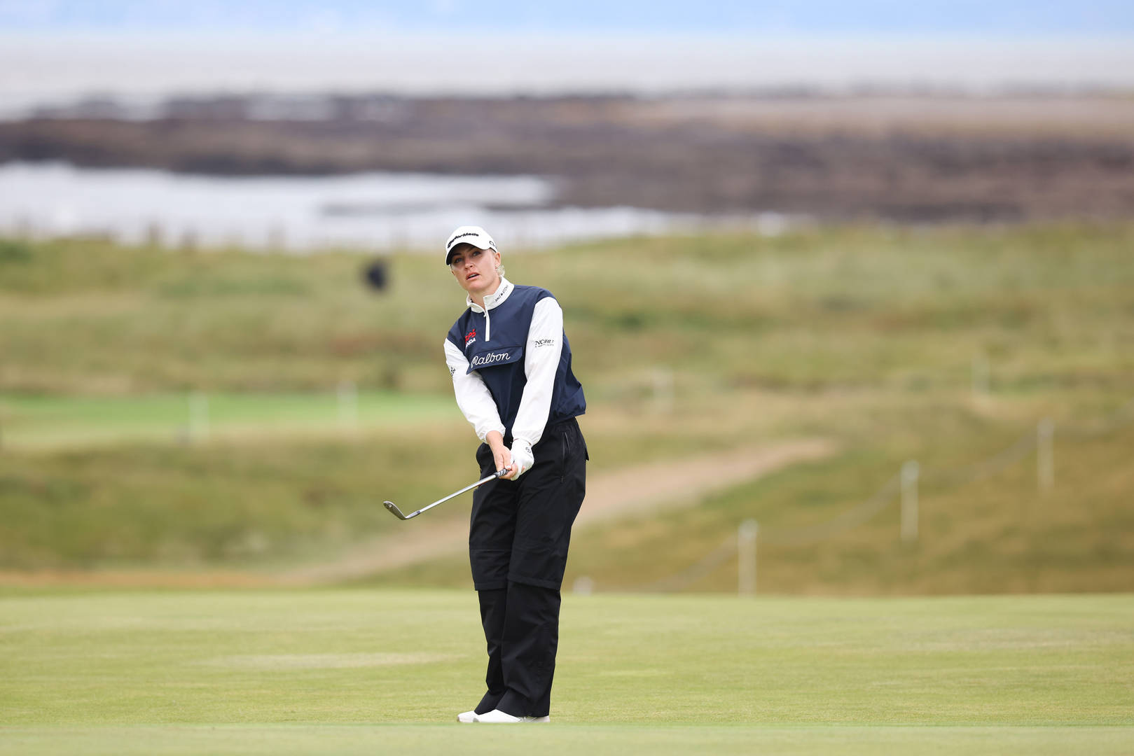 Charley Hull plays at Royal Porthcawl ahead of the AIG Women's Open.